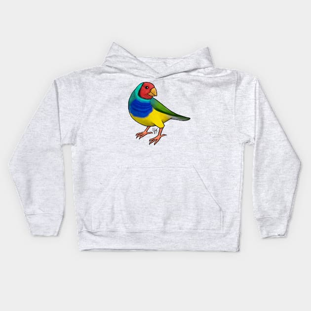 Bird - Finch - Gouldian Kids Hoodie by Jen's Dogs Custom Gifts and Designs